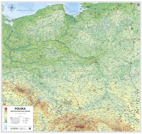 Mapa Cienna Polski Fizyczno Konturowa