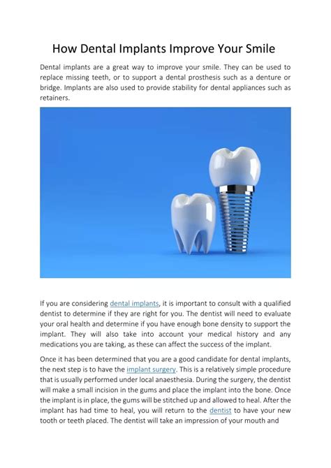 Ppt How Dental Implants Improve Your Smile Powerpoint Presentation