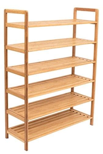 Birdrock Home Free Standing Bamboo Shoe Rack Tier Wood Closets