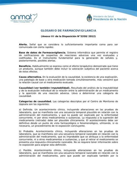 Glosario de Farmacovigilancia Enfermería uDocz