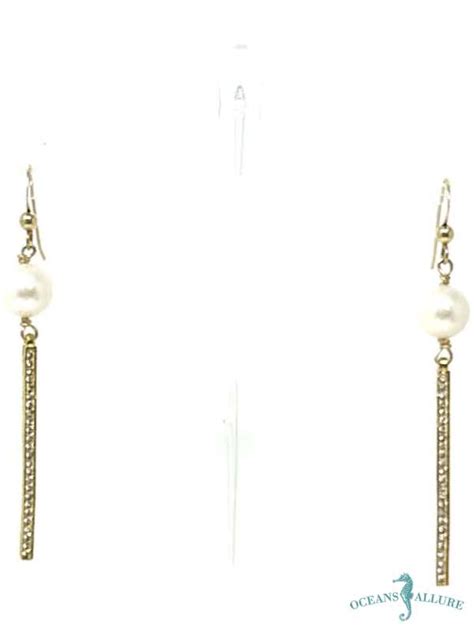 Gf Fwp Cz Bar Drop Earrings Oceans Allure