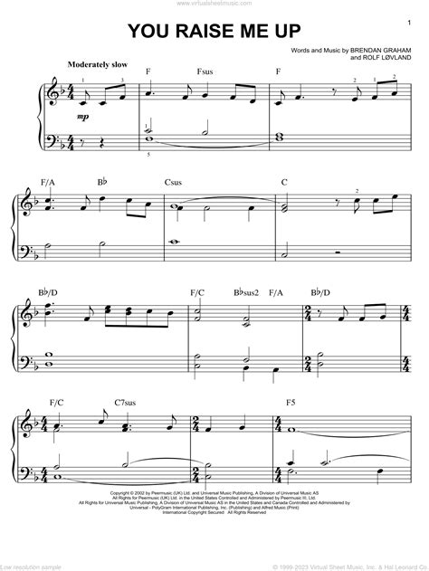 Groban You Raise Me Up Easy Sheet Music For Piano Solo Pdf