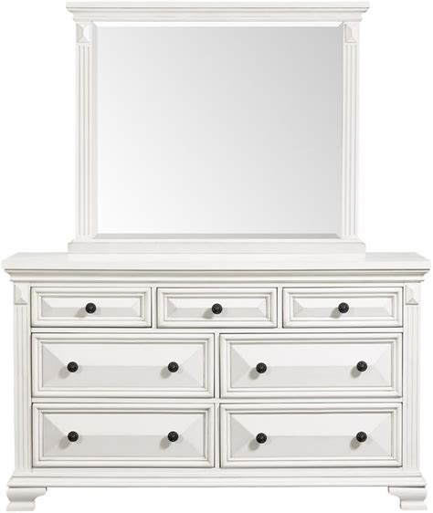 Elements International Calloway White Dresser And Mirror Set Fischer