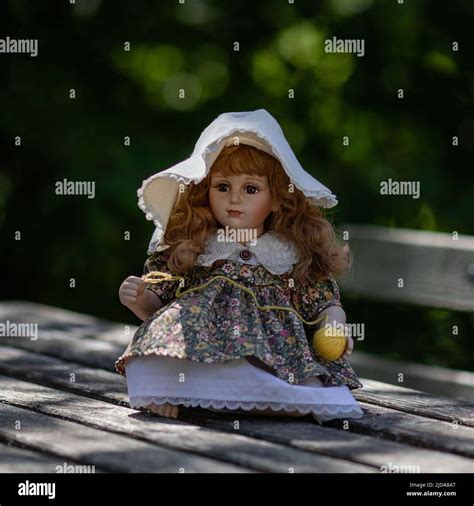 Amazing Realistic Vintage Porcelain Doll Toy With Brown Eyes