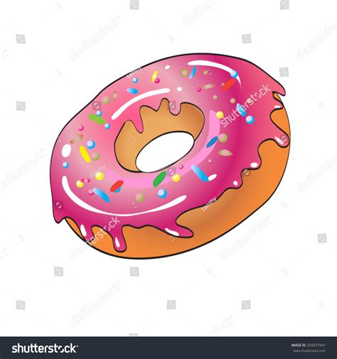 Vector Cartoon Donut Pink Frosting Stock Vector Royalty Free