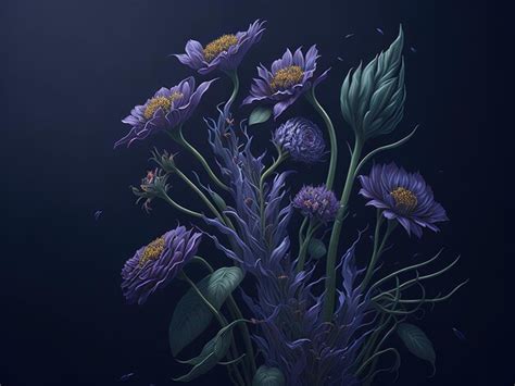 Premium Ai Image D Rendering Of A Beautiful Flowers In A Dark