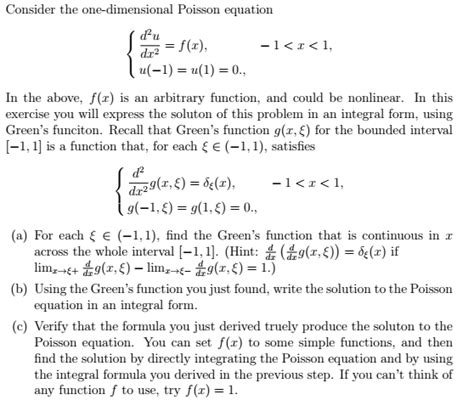 Solved Consider The One Dimensional Poisson Equation D 2