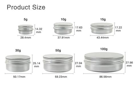 Pcs Oz Cosmetic Aluminium Jar G Small Metal Tin Container Ml