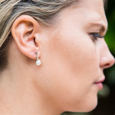 Silver Loop And Drop Pearl Earrings By TigerLily Jewellery