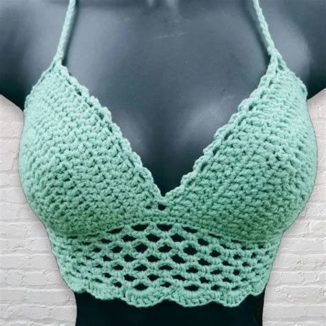 Crochet Bikini Top Crochet Bralette Blue Crochet Halter Top Bohemian Crop Top Music Festival