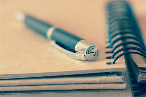 Blank Recycled Notebook And Pen Stock Photo Image Of Spiral Retro