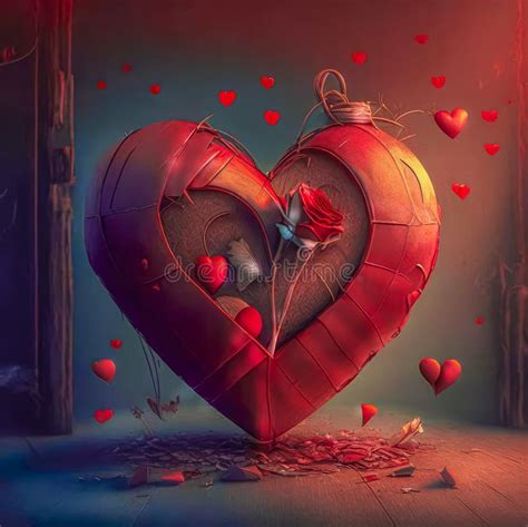 Image Of A Stylized Heart Emotions Love Broken Heart Generative Ai Stock Image Image Of