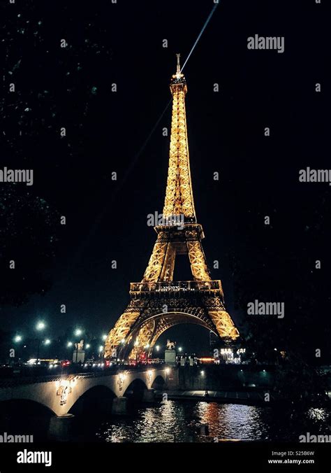 Eiffel Tower Paris at night Stock Photo - Alamy