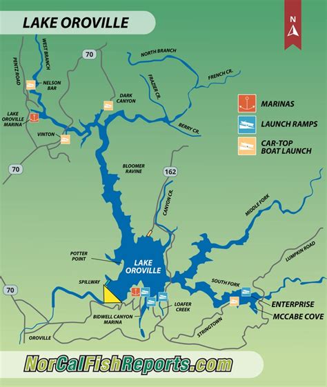 Lake Oroville - Oroville, CA - Fish Reports & Map