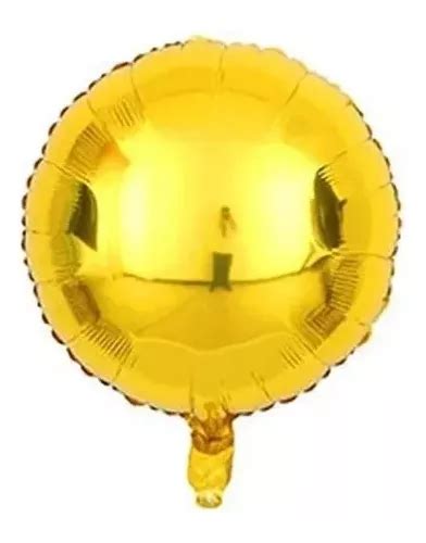 Globo Metalizado Mylar 18 Redondo Dorado X10 Un