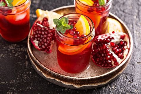 Premium Photo Pomegranate Sangria With Oranges