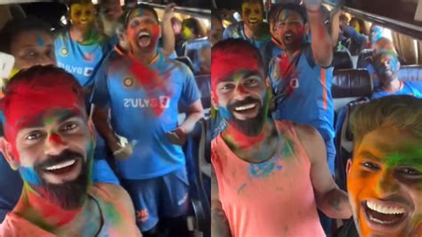 Ind V Aus 2023 Watch Team India Celebrates Holi In Dressing Room And