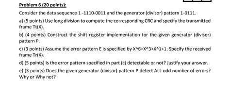 Solved Problem 6 20 Points Consider The Data Sequence Chegg