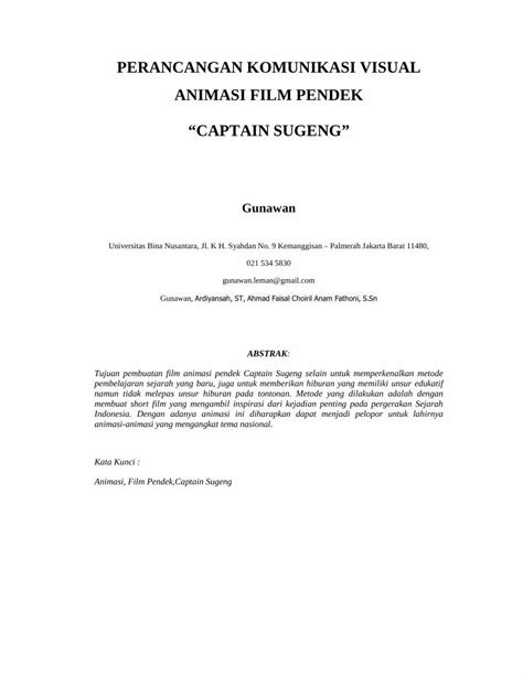 PDF PERANCANGAN KOMUNIKASI VISUAL ANIMASI FILM Thesis Binus Ac Id