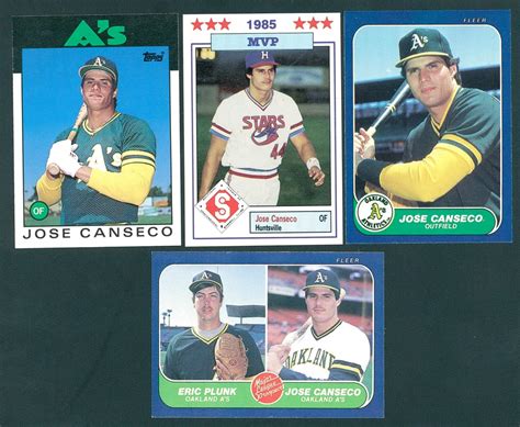 Lot Of 4 Jose Canseco Rookie Baseball Cards With 1986 Topps Traded