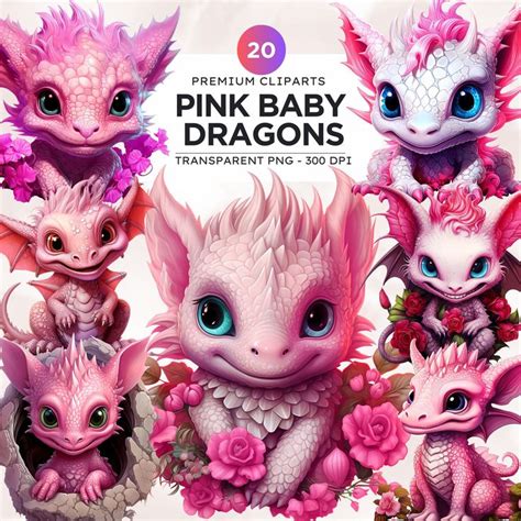 Cute Pink Baby Dragons Clipart Png For Crafts And Sublimation Pink