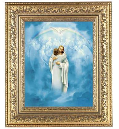 Jesus Welcome Home Memorial Print, Gold Framed