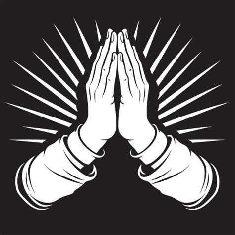 Spiritual Symbol Praying Hands Black Logo In 80 Vector Image