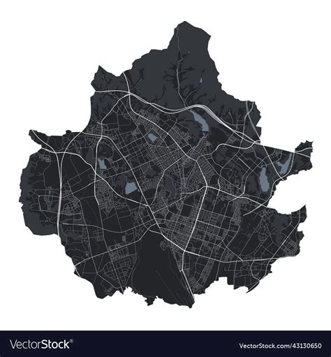 Suwon Map Detailed Black Of City Poster Royalty Free Vector