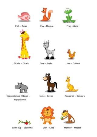 Nomes De Animais Em Ingles E Portugues - Nomes de animais em ingles | DOCX