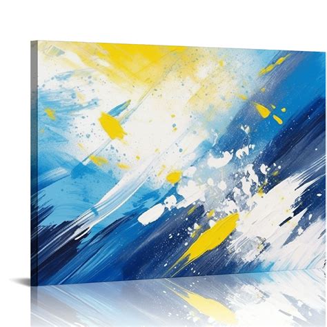 Creowell Wall Art Canvas Abstract Art Paintings Blue And Yellow Fantasy