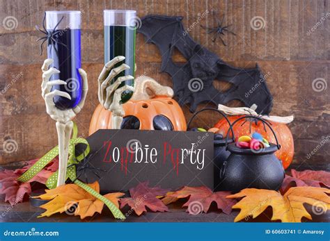 Happy Halloween Zombie Party Decorations. Stock Image - Image of creepy ...