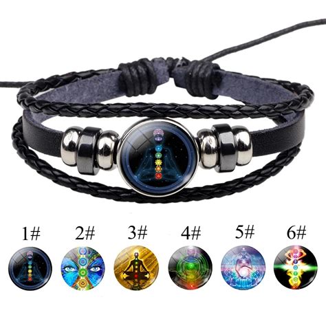 Seven Chakra Yoga Bracelet Reiki Healing Spiritual Jewelry Black