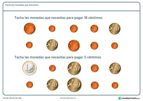 Ficha De Tachar Monedas Para Primaria