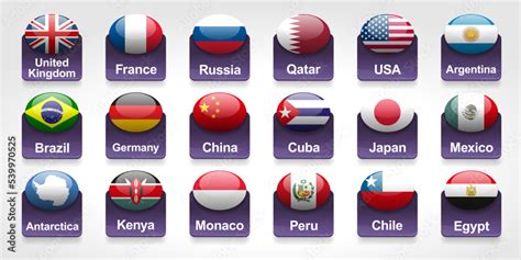 Symbols, flags, icons of the countries, Stock Vector | Adobe Stock