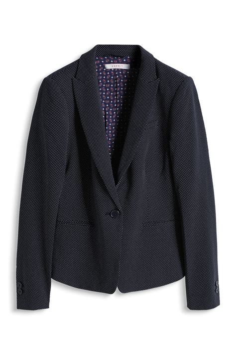 Esprit Stretchy Textured Blazer With Polka Dots At Our Online Shop