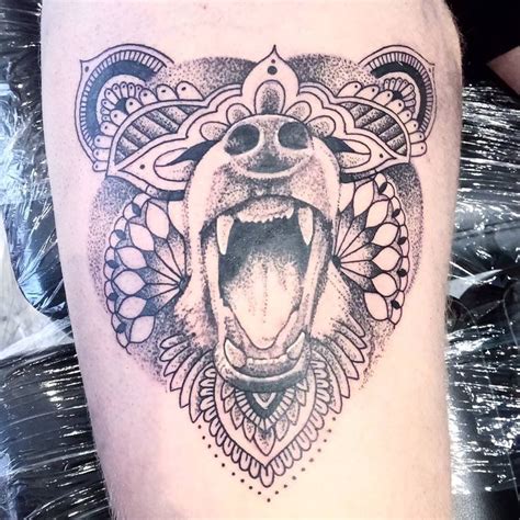 Angry bear 🐻 Slightly distorted, apologies! #tattoo #tattoos #femaletattoo #femaletattooartist # ...