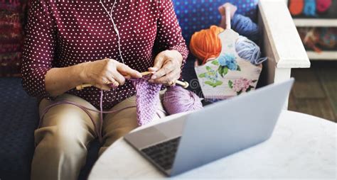 Knitting Knit Needle Yarn Needlework Craft Scarf Concept Stock Image ...