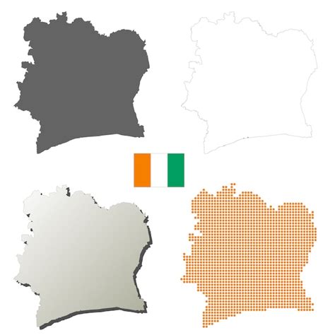 Premium Vector Ivory Coast Vector Outline Map Set