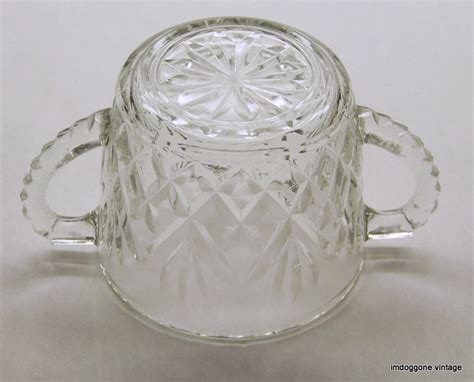 Vintage Anchor Hocking Prescut Clear Pineapple Sugar Bowl Vintage Open Sugar Bowl Prescut