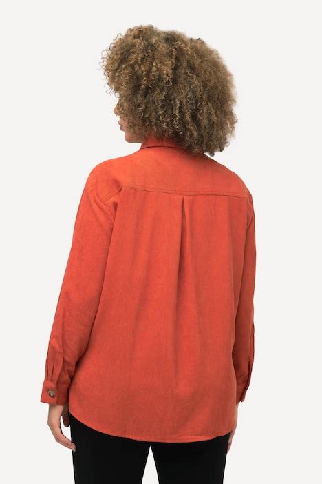 Corduroy Blouse Oversized Overhemdkraag Lange Mouwen Alle Blouses