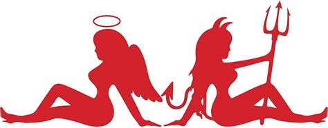 Sexy Angel And Devil Girl Silhouette Naughty And Nice Vinyl Decal Sticker Car Window