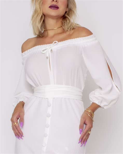 Dress Us Vestido Miss Misses Longo Babado E Faixa Branco