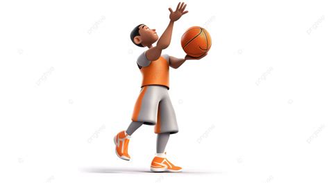 White Background Featuring A 3d Model Of A Male Basketball Player In ...