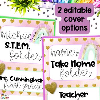 Editable Take Home Folder Covers And Take Home Folder Labels Gold