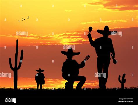 Mariachi guitar silhouette hi-res stock photography and images - Alamy