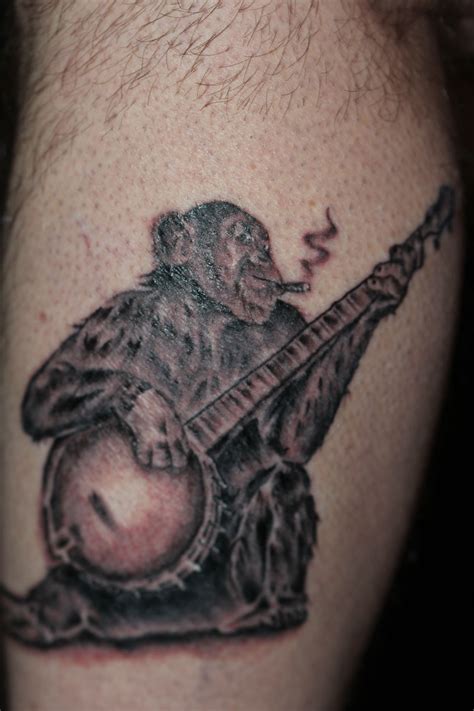 Jim's new Smoking & Banjo playing Chimp tattoo! | Monkey tattoos, Hand ...