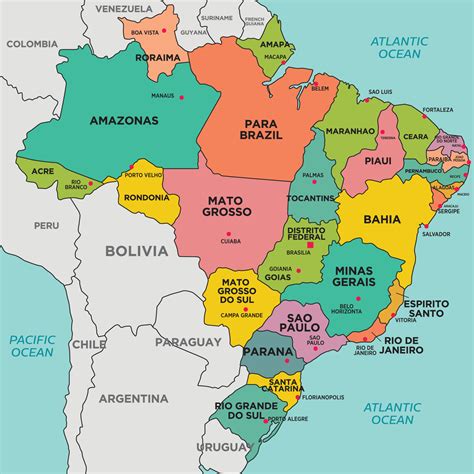 Brazil Map and Surrounding Borders 20535117 Vector Art at Vecteezy