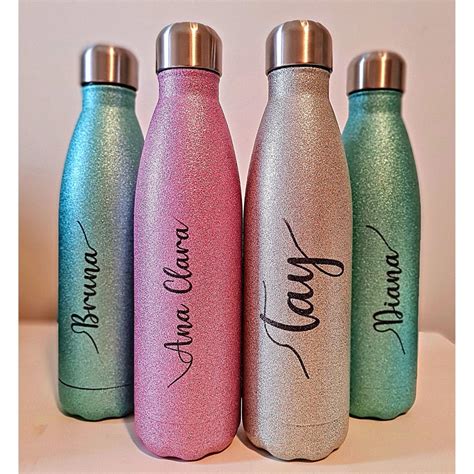 Garrafa Térmica Personalizada Glitter 500ml Elo7