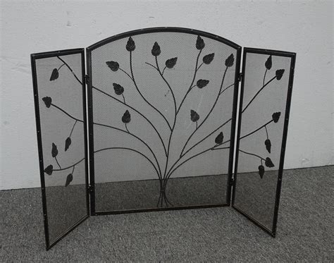 Vintage Black Fireplace Screen and Mesh Backing W Limbs and Leaves - Etsy