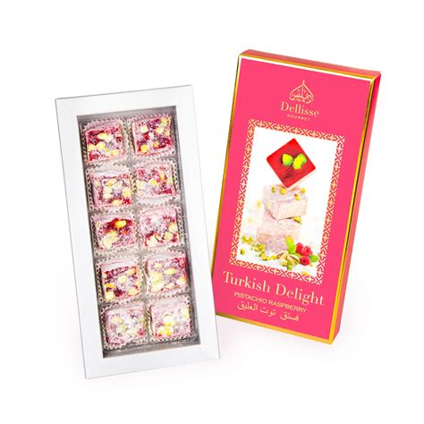 Turkish Delight Pistachio Raspberry 10 Pcs Dellisse Gourmet